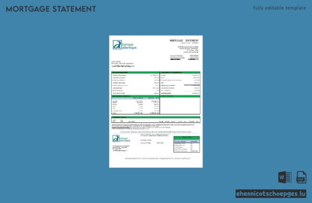 Beispiel eines Hypothekenkontoauszugs der Cameroon Atlantic Bank (Vorschau)